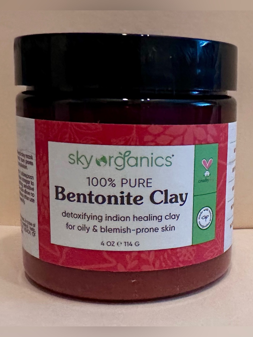 Sky Organics 100% Pure Bentonite Clay Indian Healing Mask Oily Blemish Skin 4oz